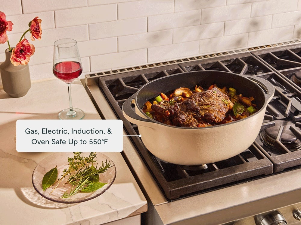 8 qt Enameled Cast Iron Oval Dutch Oven - Image 5