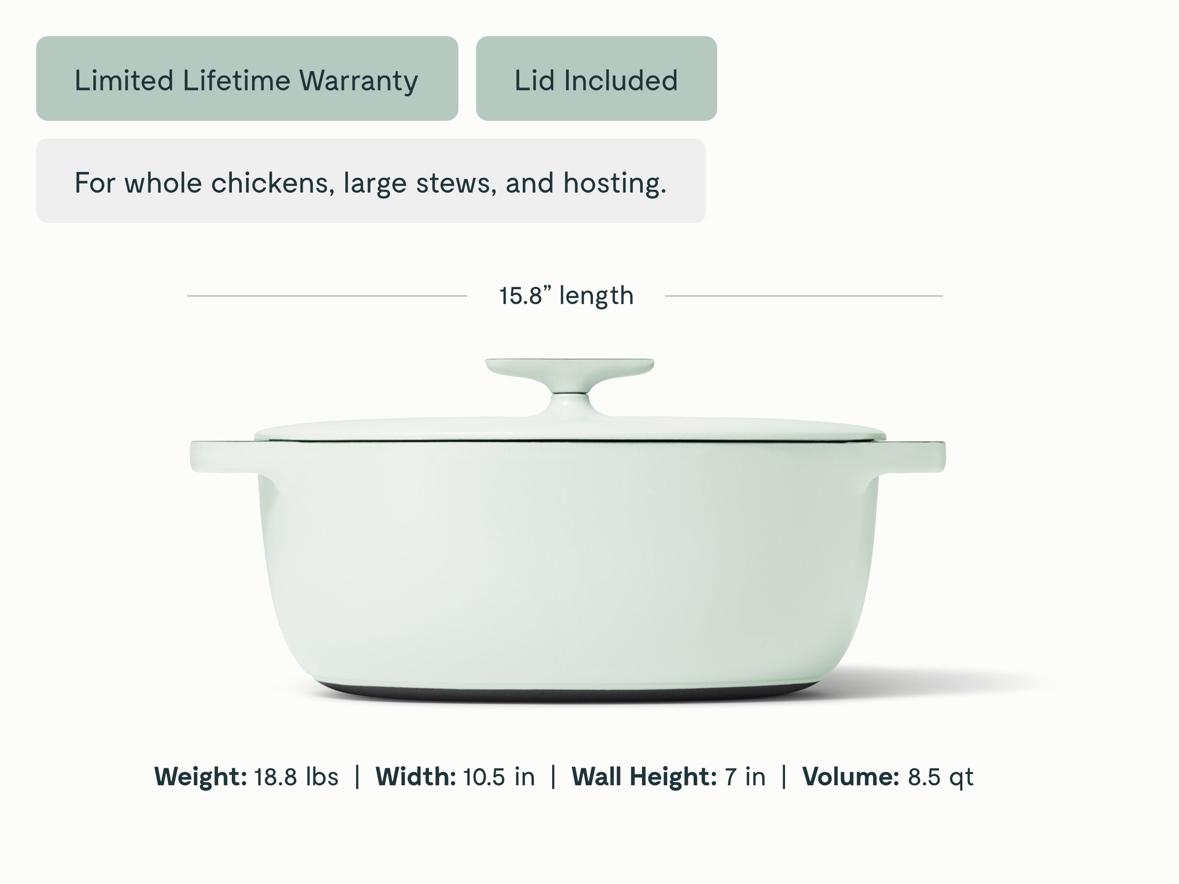 8 qt Enameled Cast Iron Oval Dutch Oven - Image 14